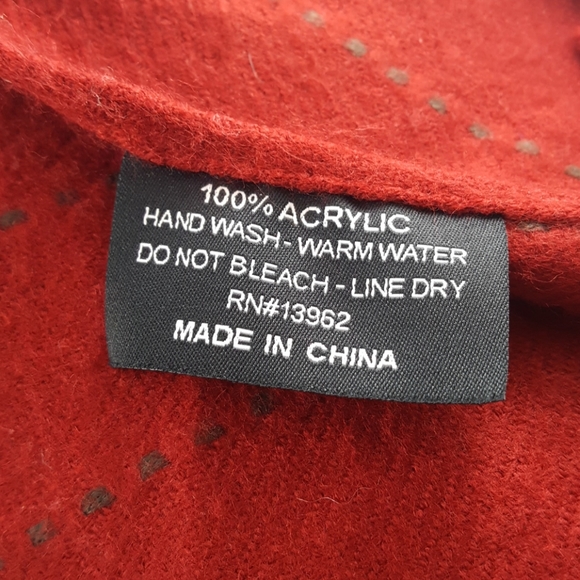 Raspberry Red Blanket Fringe Wrap w/ Subtle Stripe - Picture 5 of 6